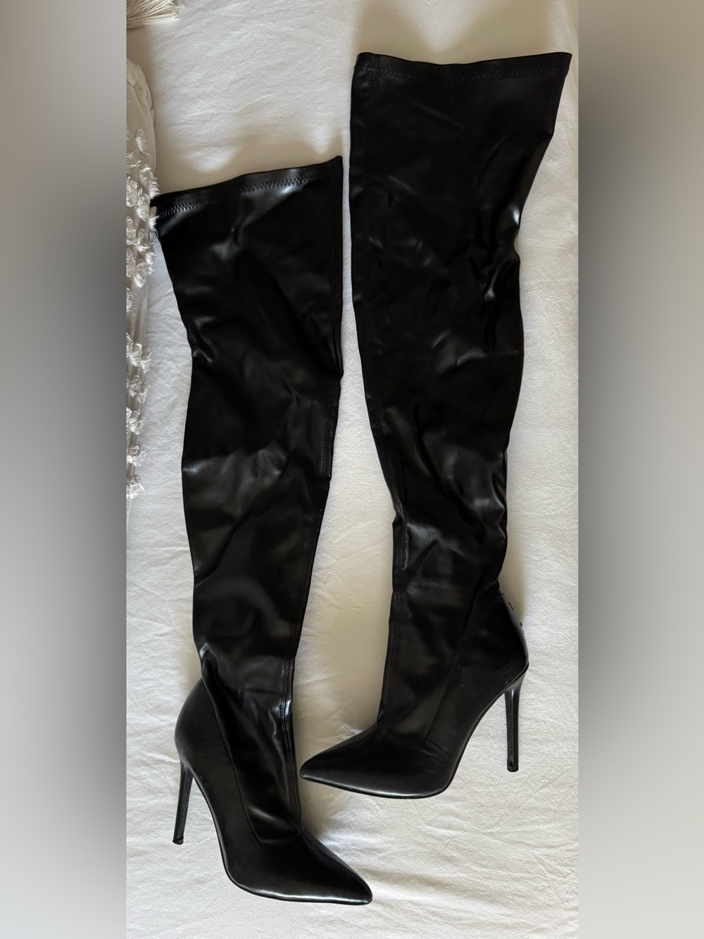 Miss Lola Black Over-the-Knee Stiletto Boots